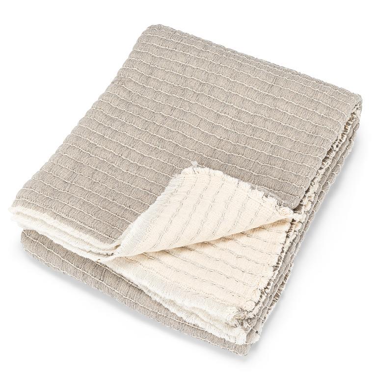 Folded blanket with two-tone pattern on a white background