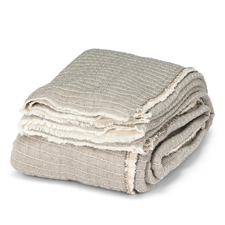 Overstitch Grey Kantha Cotton Coverlet – 90" Square