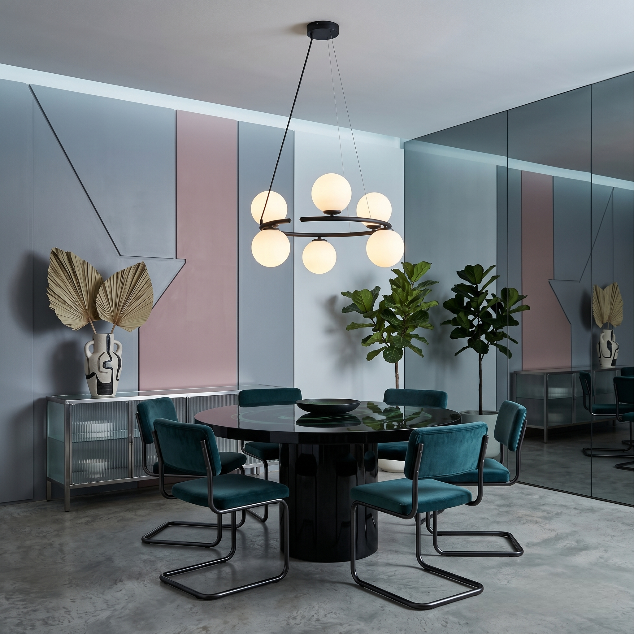 ANABELLE Scandinavian PendANABELLE 6-Light Scandinavian Globe Chandelier for Dining Room & Modern Interiorsant Light 6