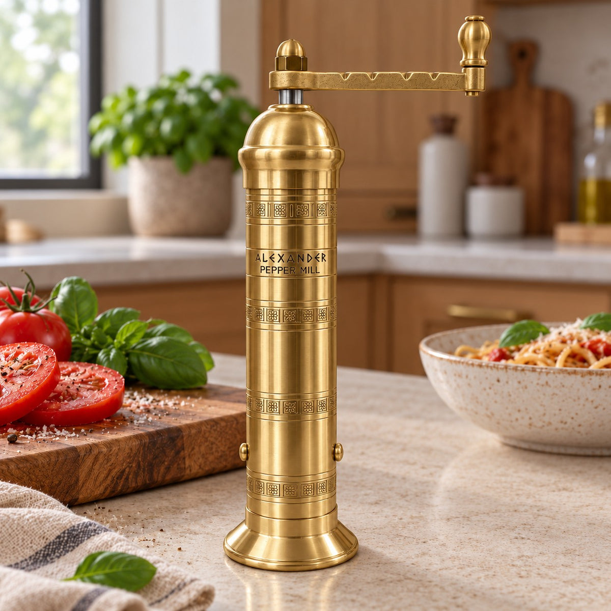 Alexander Pepper Mill on a Kitchen Table