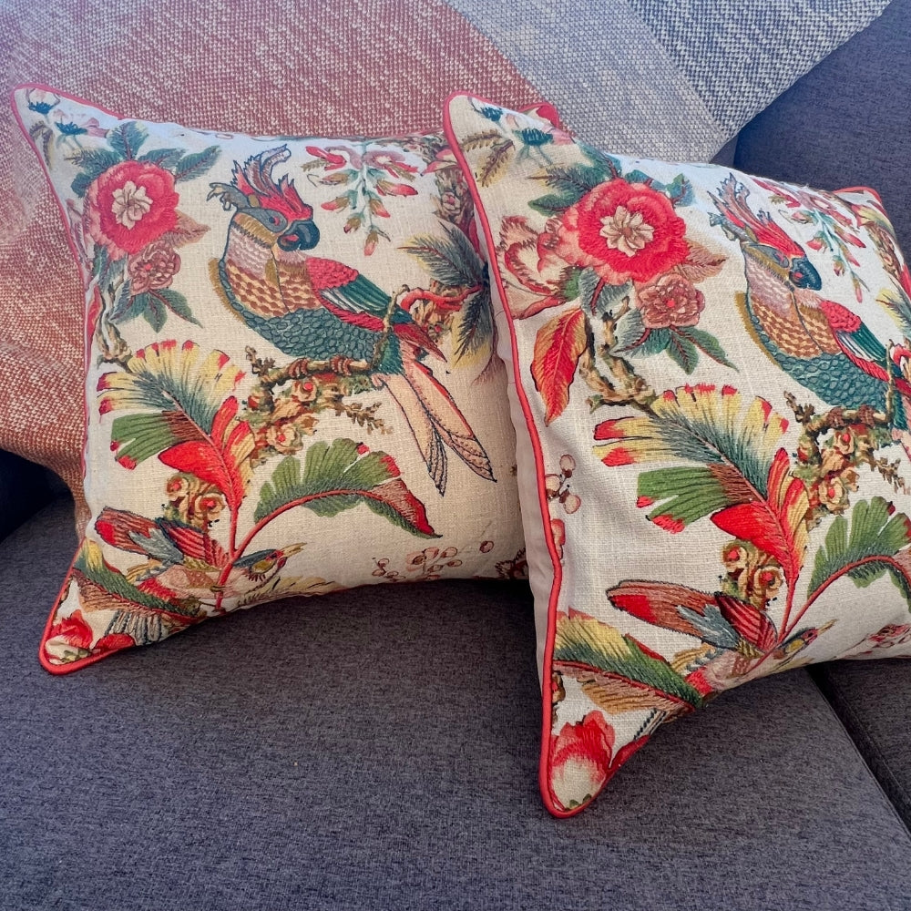 Birds of Paradise Embroidered Pillow Cover double