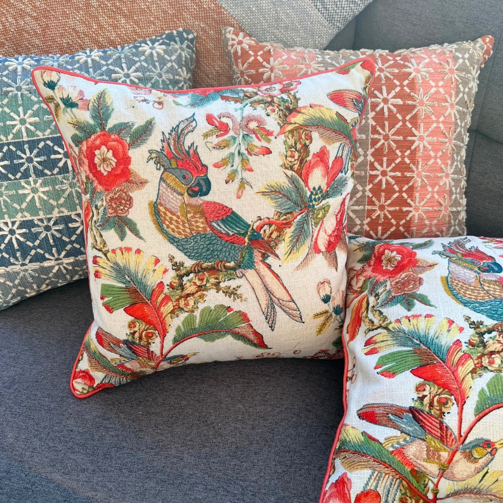 Birds of Paradise Embroidered Pillow Cover double
