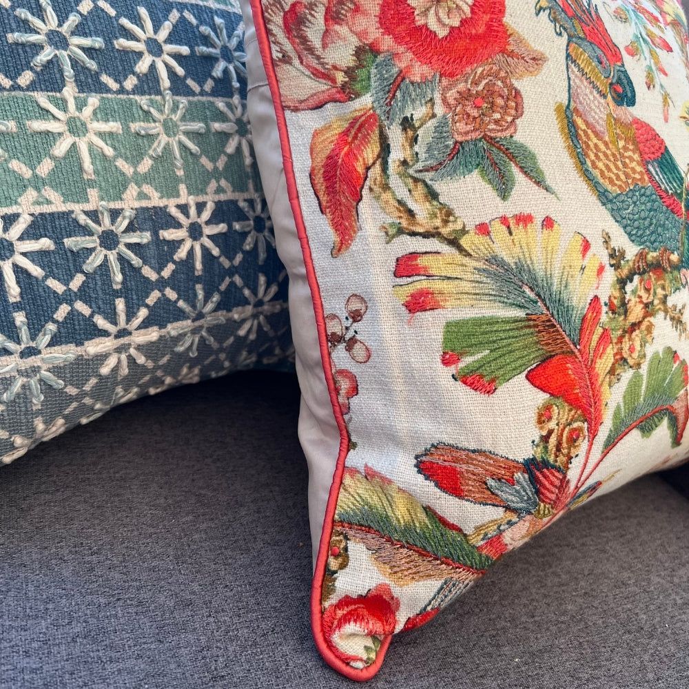 Birds of Paradise Embroidered Pillow Cover double