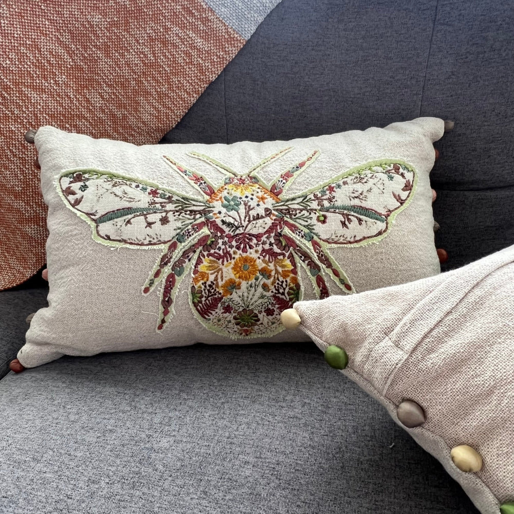 BumblebeeLinenLumbarPillowCover-Orange #color_orange
