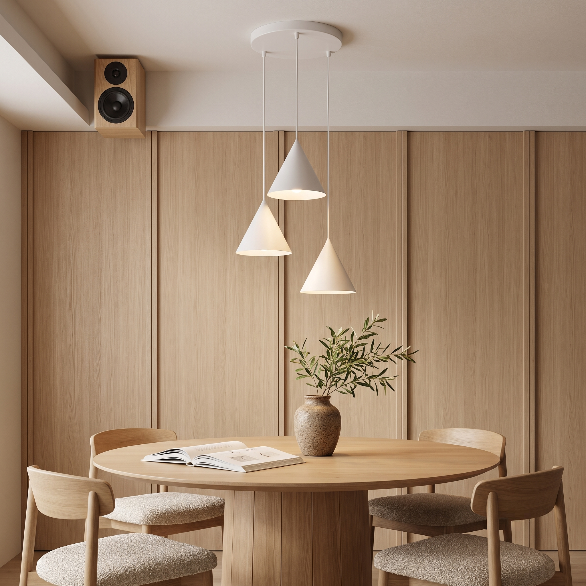 CONO 3-Light Steel Cone Pendant for Kitchen Island & Dining Table