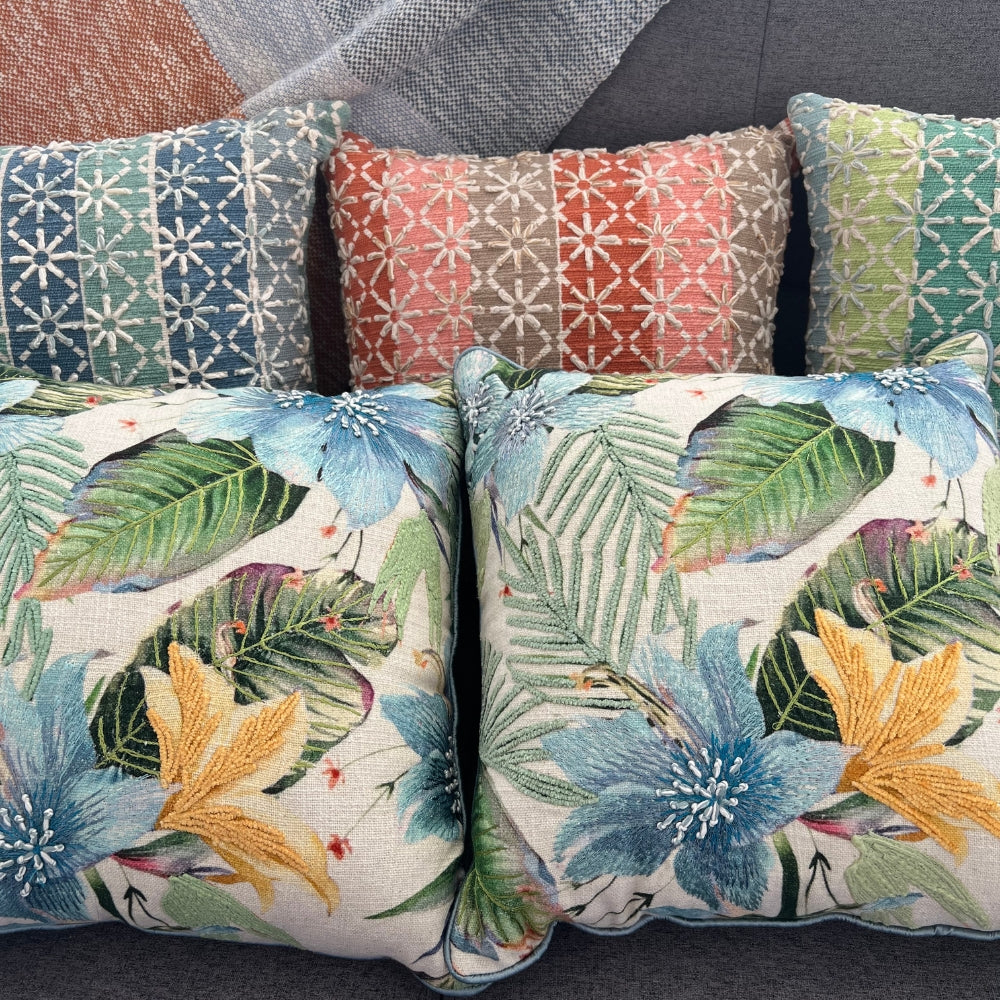 Garden Floral Embroidered Pillow Cover variety