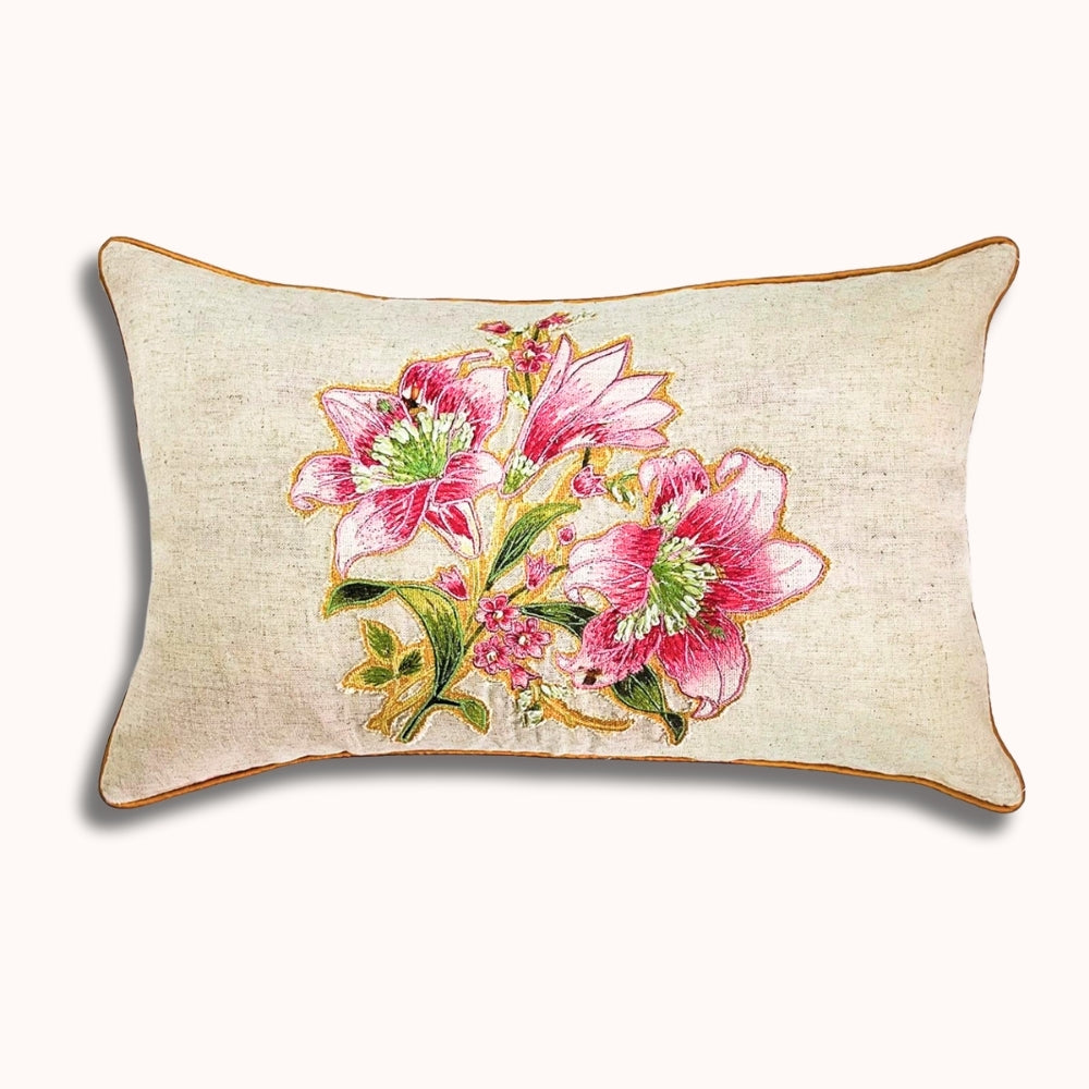 Pink Enchanté Blossom Lumbar Cotton Cushion Cover #color_pink