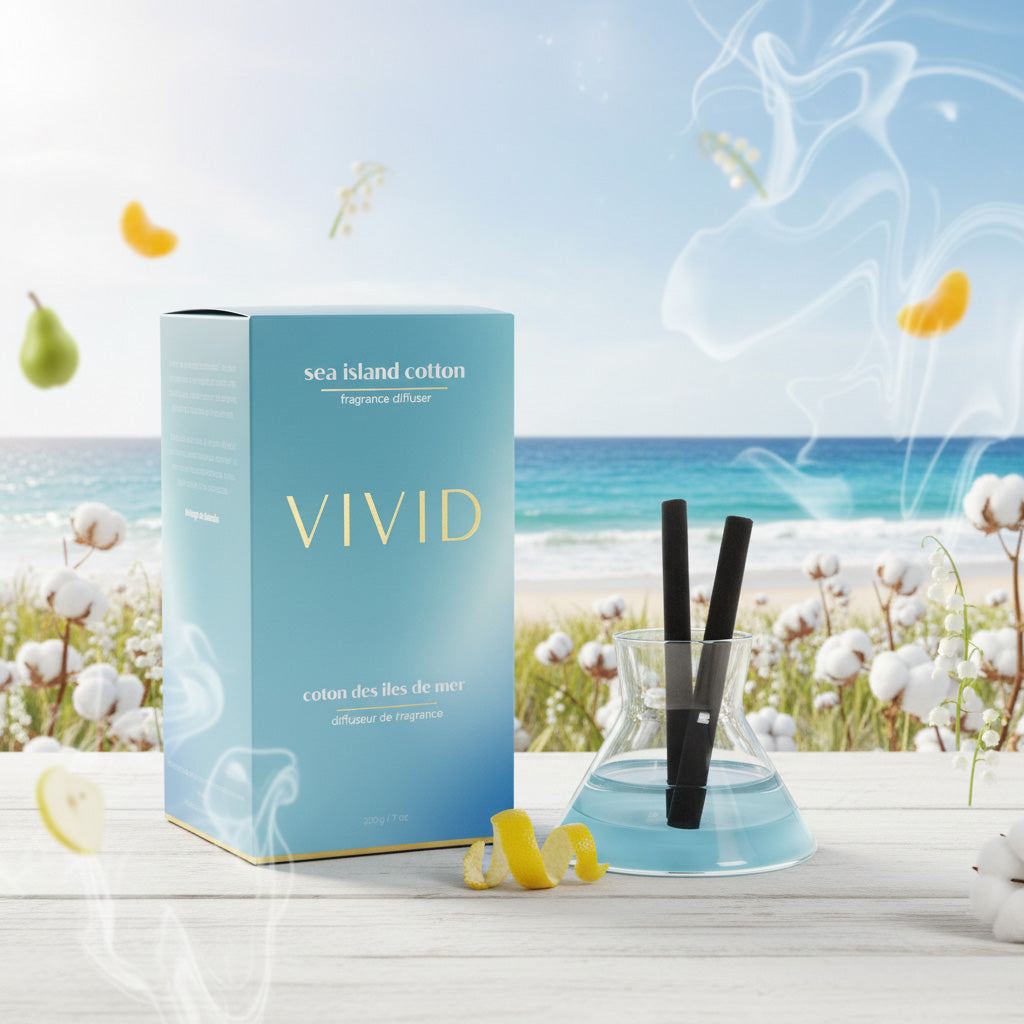 Sea Island Cotton Modern Diffuser with Coastal Clean Scent by Aromabotanical