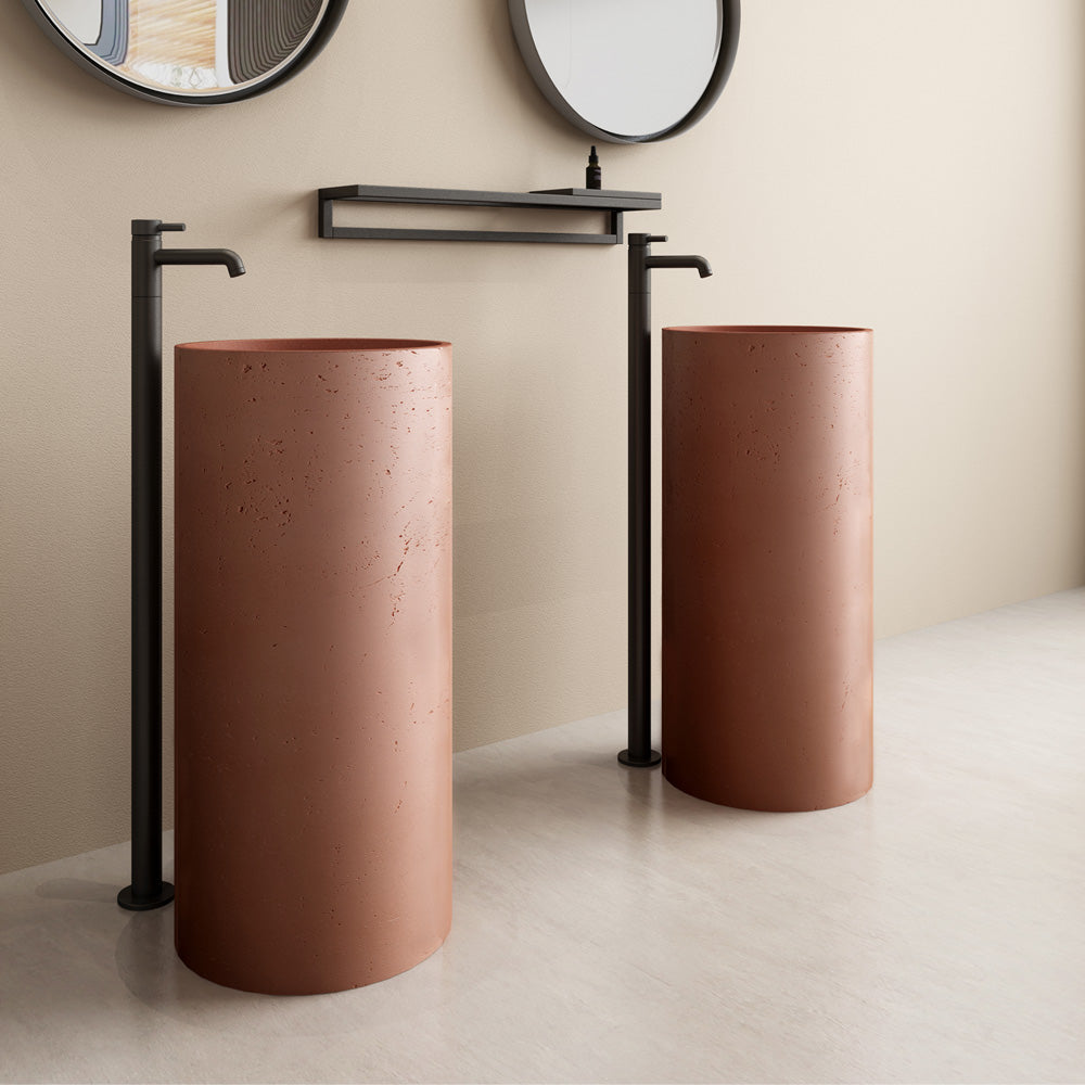 Callisto Pedestal Sink - Terracotta Red