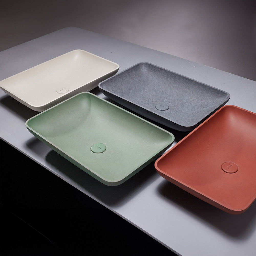 Curvea Table Mounted Sink - Olive Green