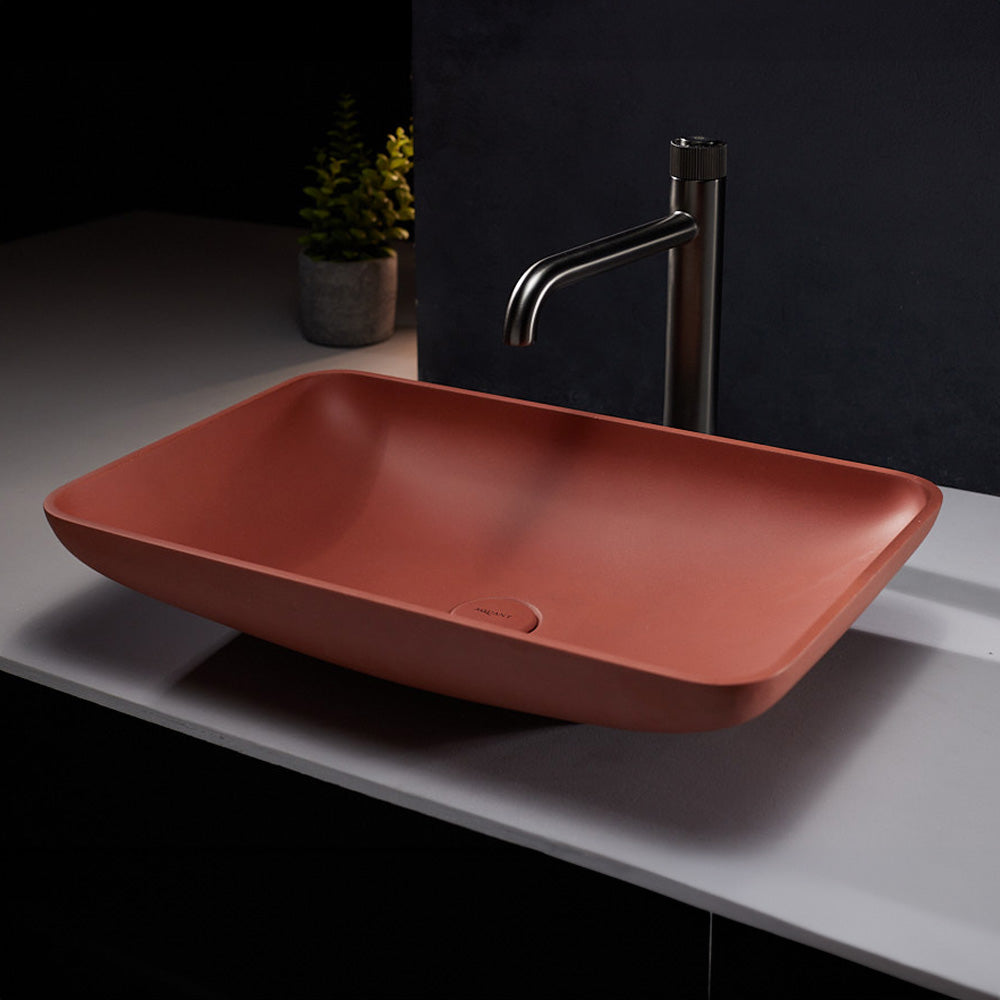 Curvea Table Mounted Sink - Terracotta Red