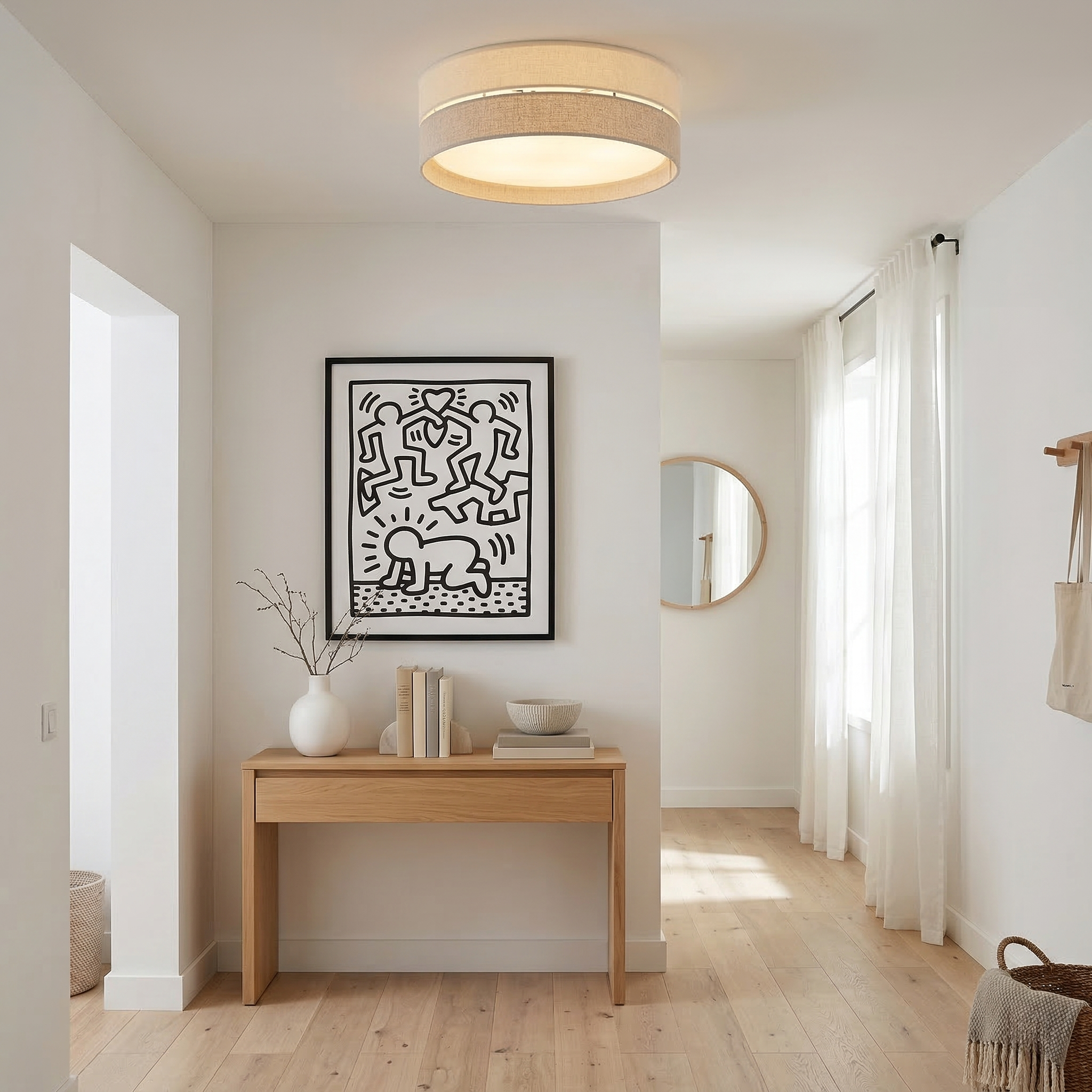 ECO Scandinavian Flush Mount Ceiling Light for Hallway, Kitchen & Bedroom