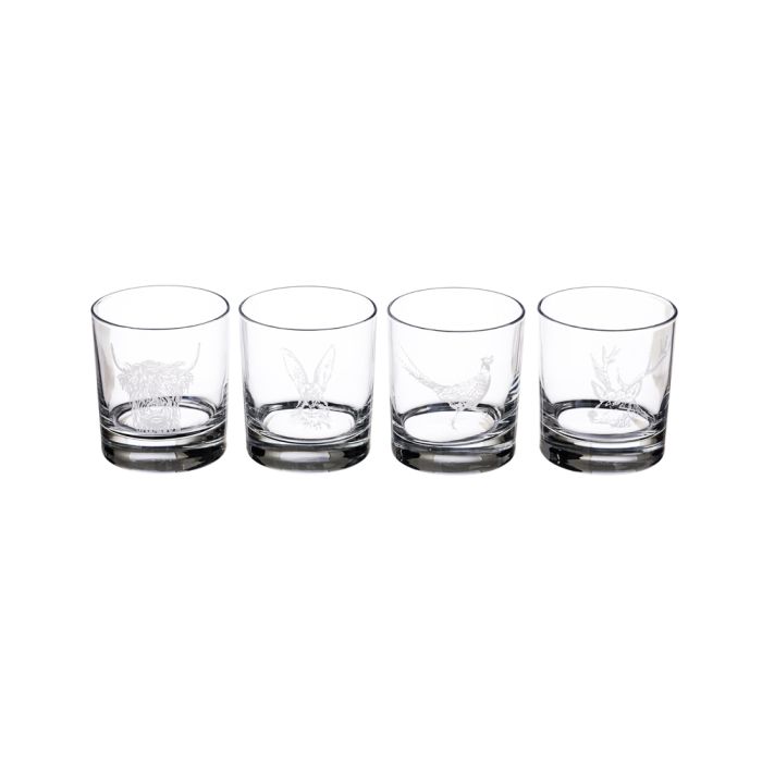 Country Animals Glass Tumblers (Set Of 4)