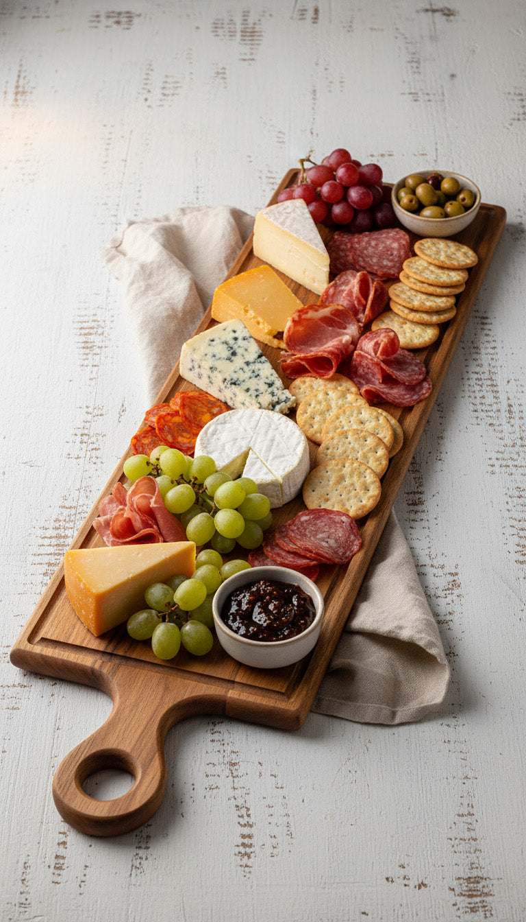 Acacia Wood Paddle Board with Groove – Rustic Charcuterie & Serving Board (27.5")