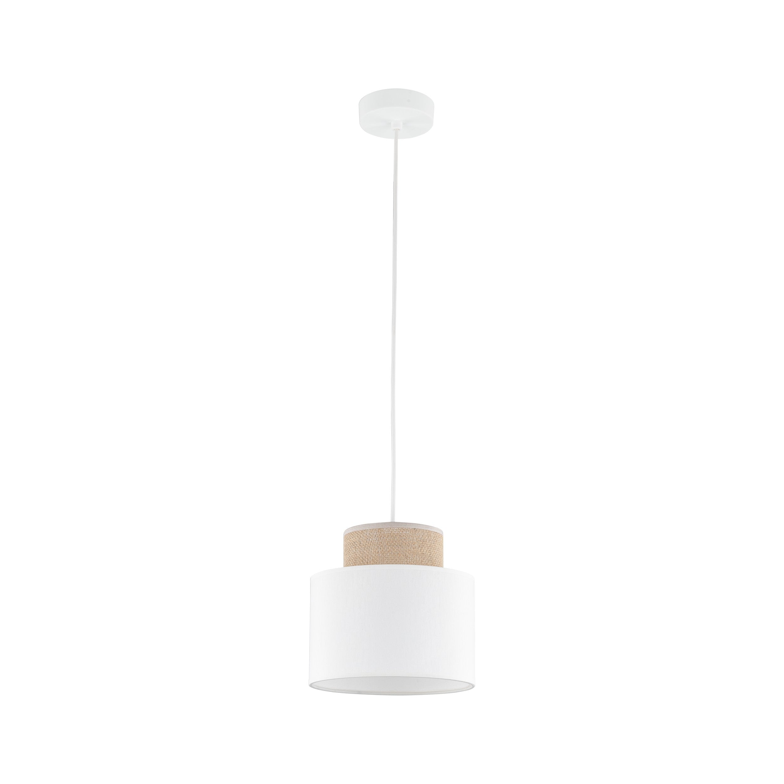 Duo White Jute Scandinavian Pendant Ceiling Light for Kitchen Island, Dining Room & Natural Interiors