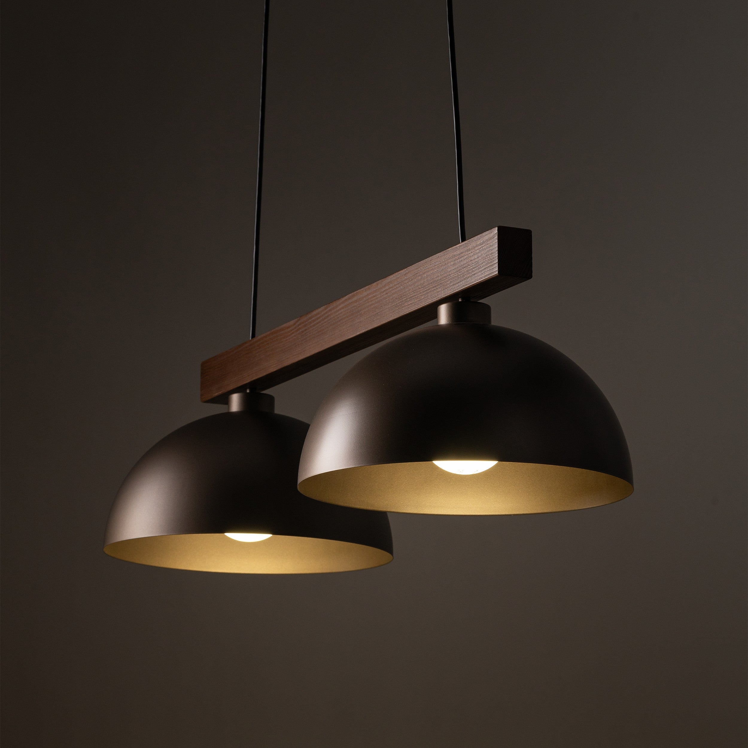 OSLO Brown Scandinavian Pendant Ceiling Light Fixture for Kitchen Island, Dining Room & Living Room (2-Light)