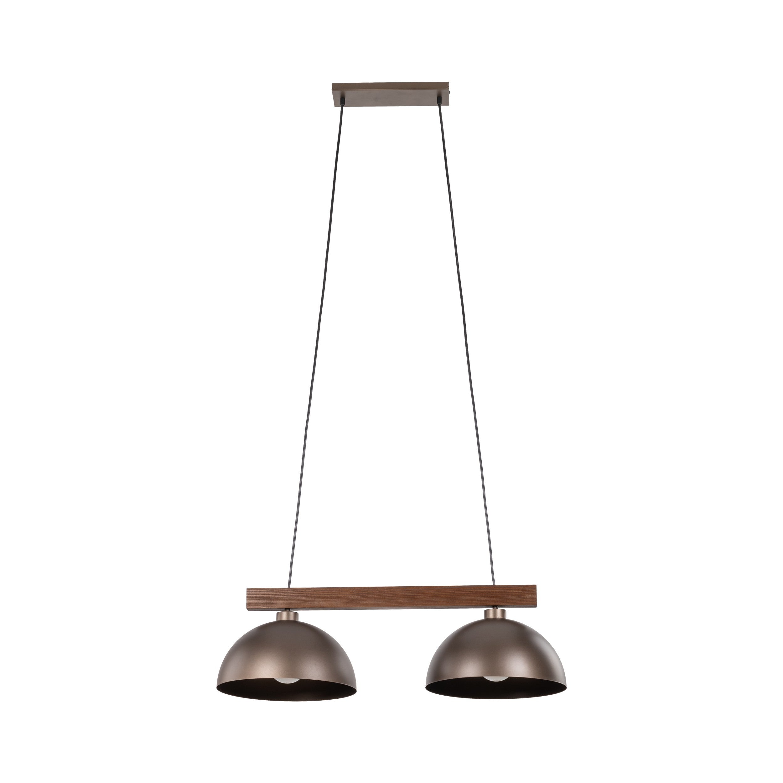OSLO Brown Scandinavian Pendant Ceiling Light Fixture for Kitchen Island, Dining Room & Living Room (2-Light)