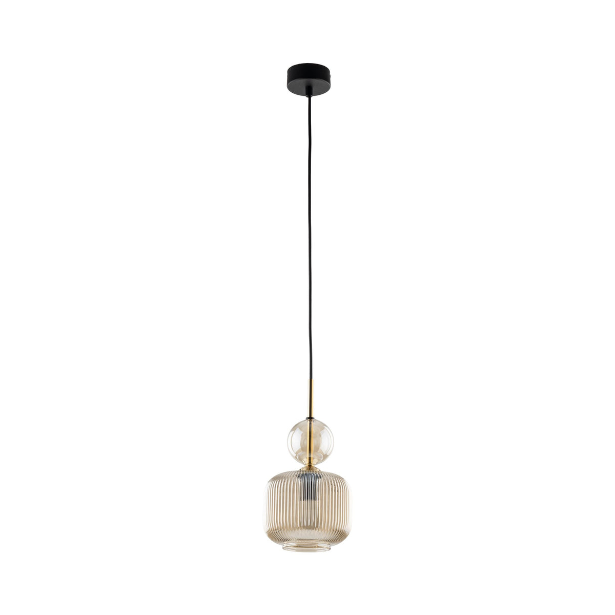 SOPHIA Green & Cognac Ribbed Glass Mini Pendant for Kitchen Island
