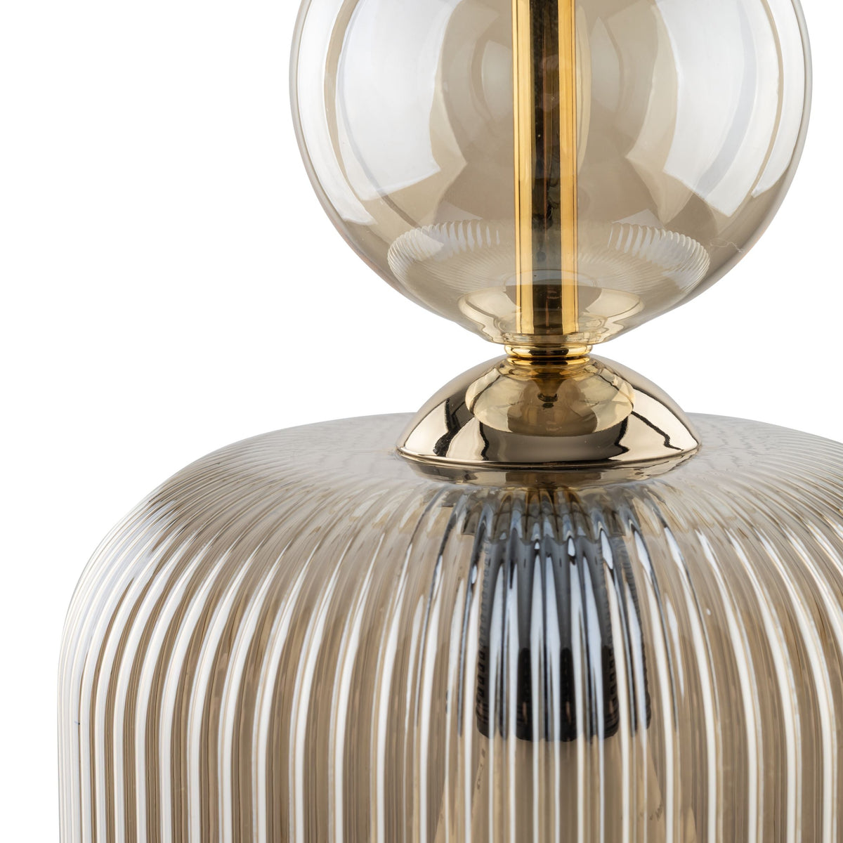 SOPHIA Green & Cognac Ribbed Glass Mini Pendant for Kitchen Island