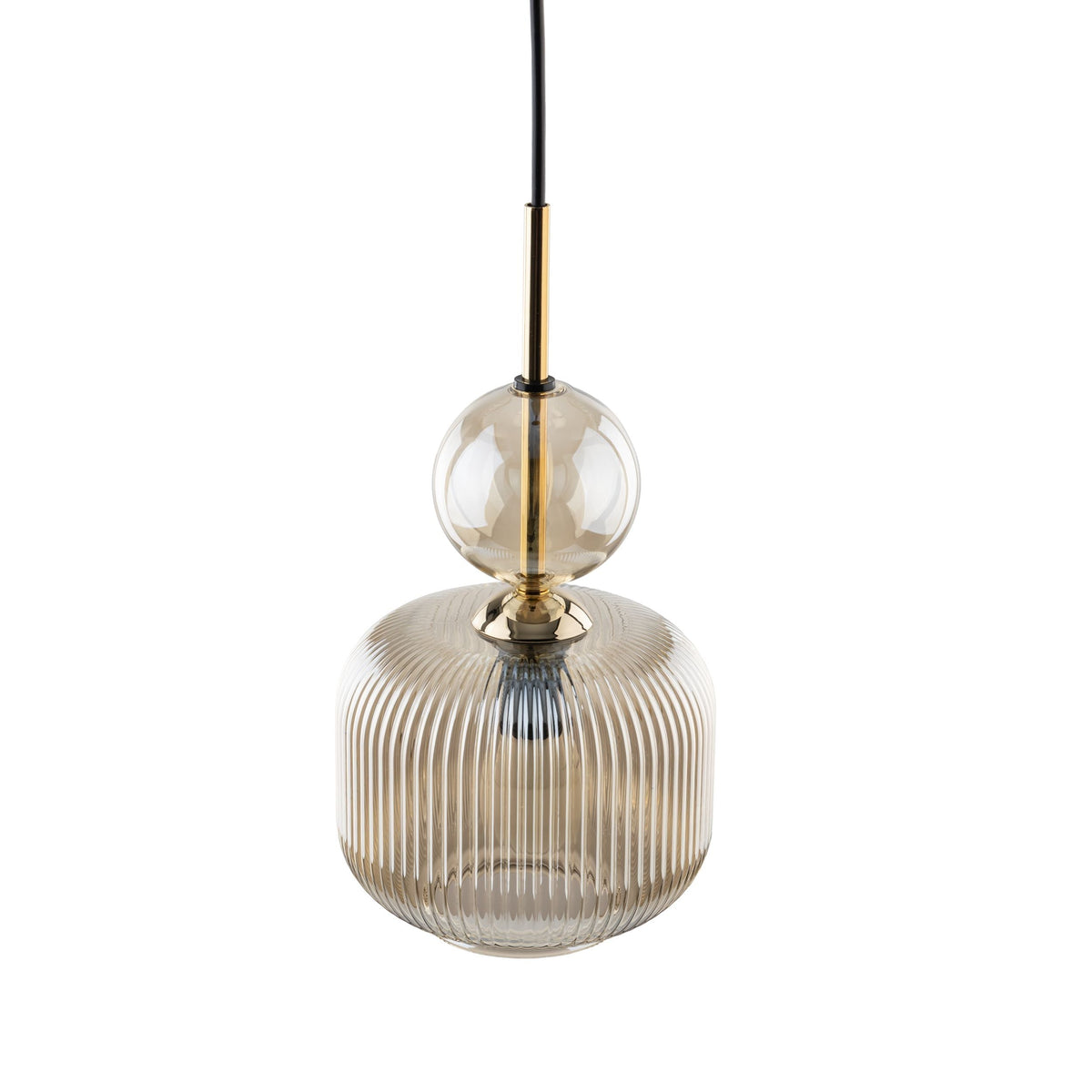 SOPHIA Green & Cognac Ribbed Glass Mini Pendant for Kitchen Island