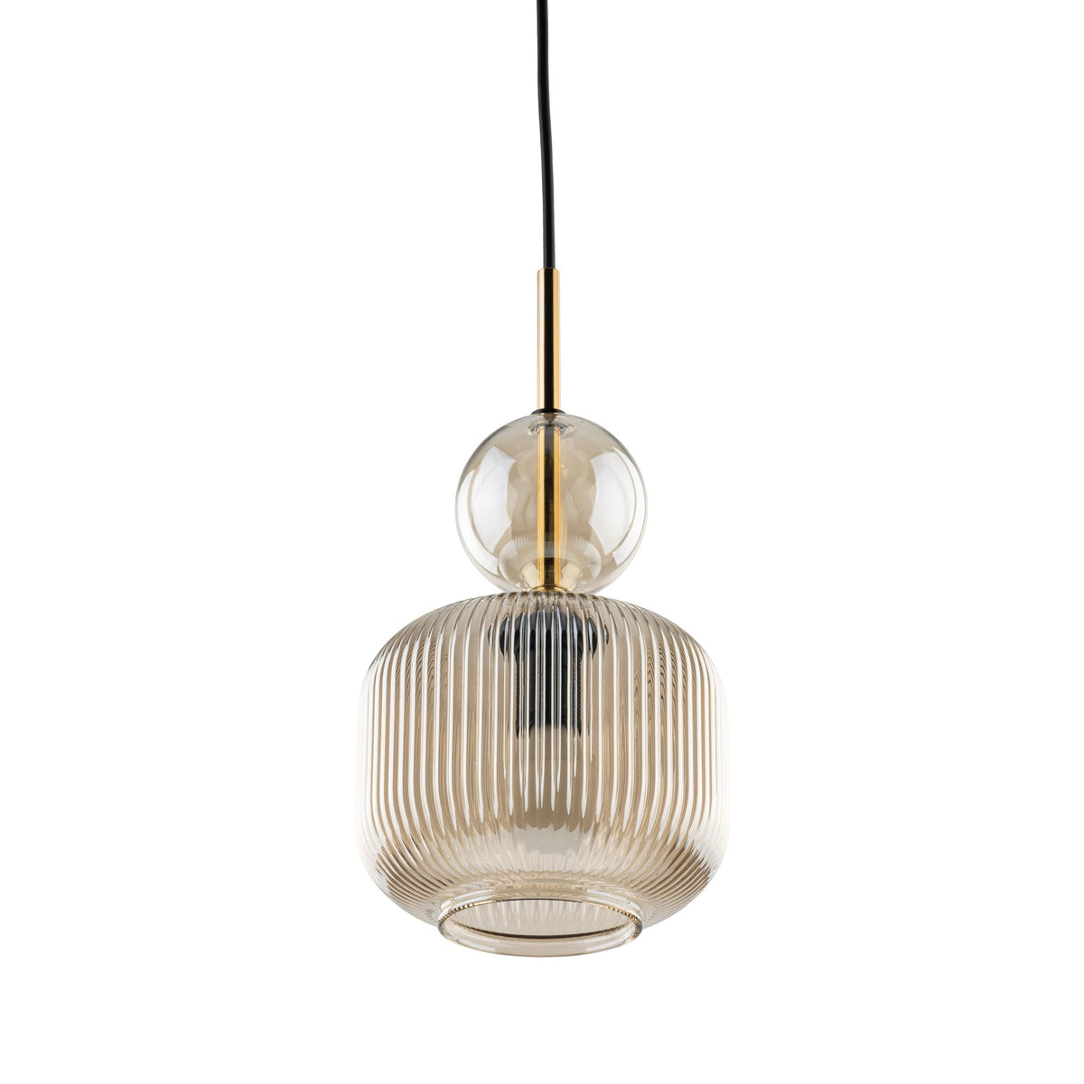 SOPHIA Green & Cognac Ribbed Glass Mini Pendant for Kitchen Island