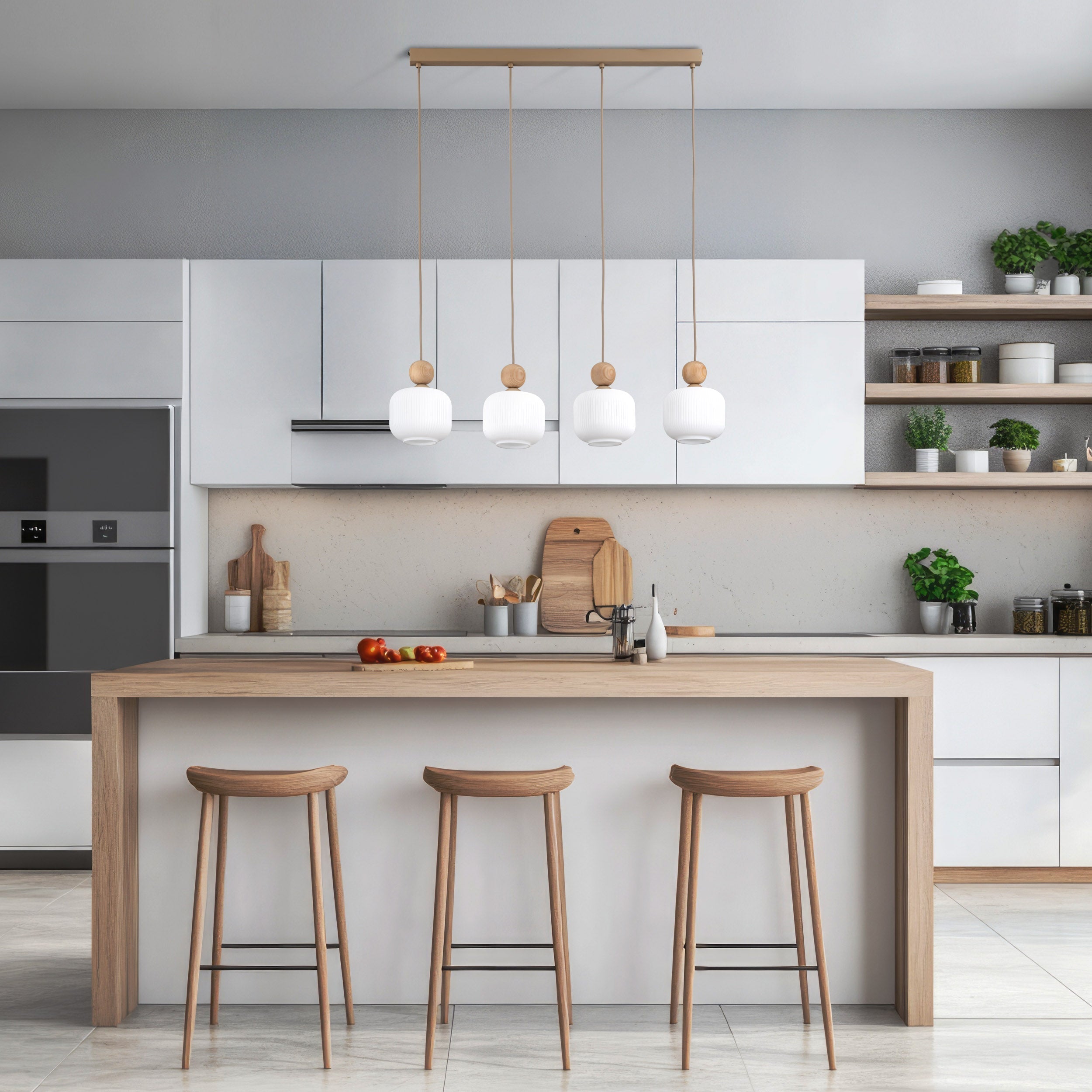 BALLO Scandinavian Glass Pendant Light for Kitchen Island, Dining Table & Modern Interiors