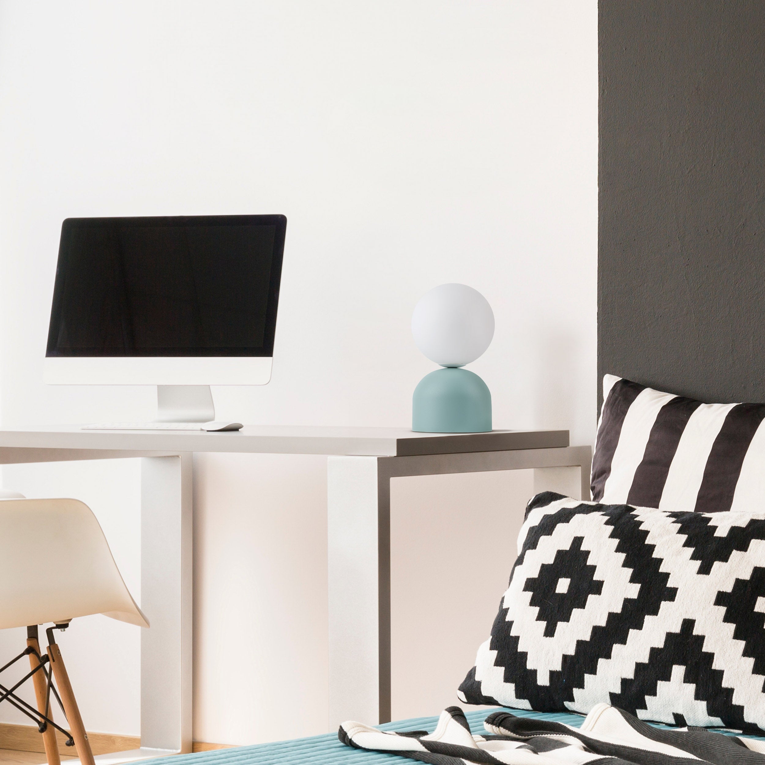 Miki Modern Glass Globe Table Lamp for Bedroom Nightstand, Living Room & Ambient Accent Lighting