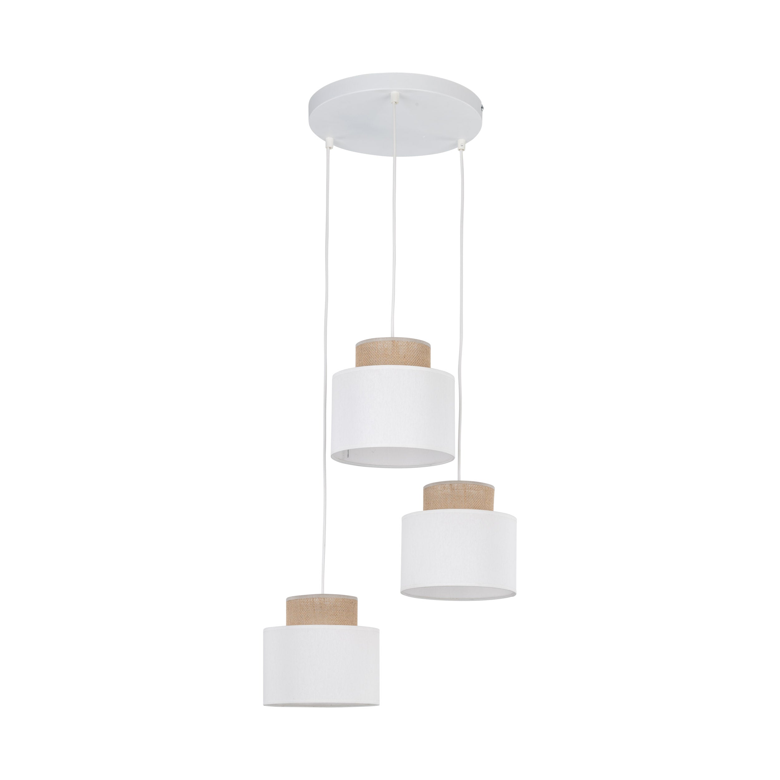 DUO White Jute Natural Pendant Light 3