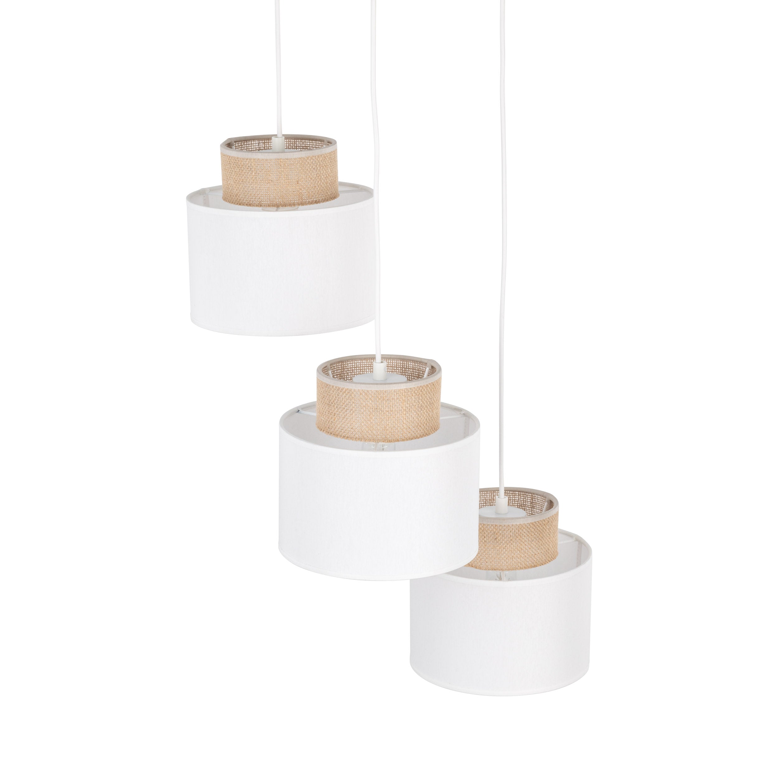 DUO White Jute Natural Pendant Light 3