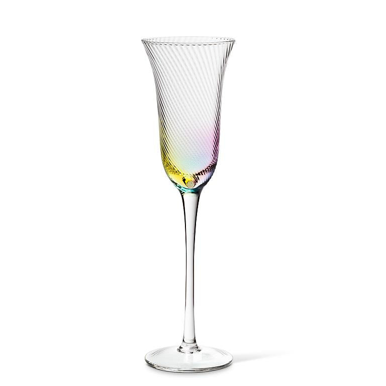 Rainbow Splash Tight Optic Slender Flute – Set of 4 | Lustre Champagne & Prosecco Flutes (5oz)