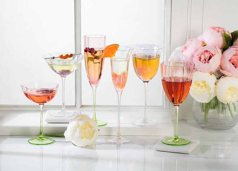 Rainbow Splash Tight Optic Slender Flute – Set of 4 | Lustre Champagne & Prosecco Flutes (5oz)