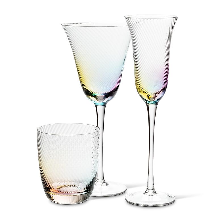 Rainbow Splash Tight Optic Wine Glass – Set of 4 | Elegant Lustre Wine Glasses (11oz)