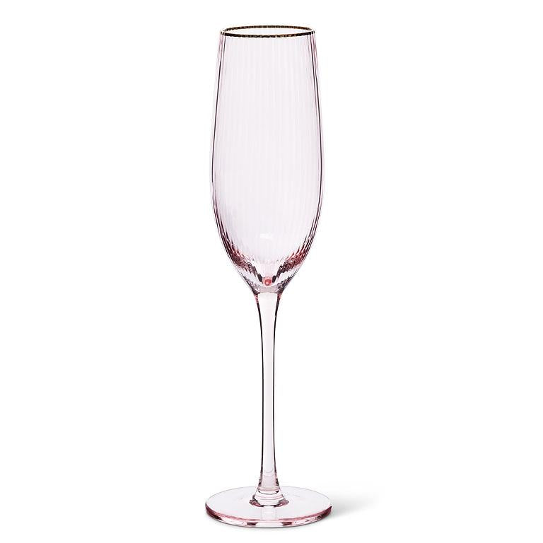 Optic Pink Champagne Flute with Gold Rim – 9oz | Set of 4