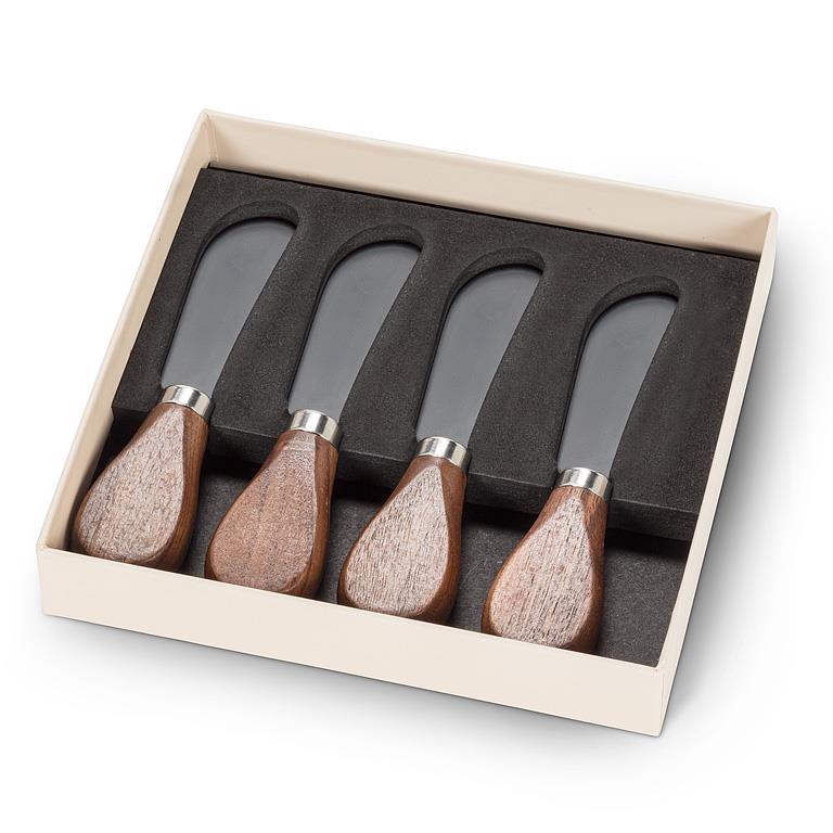 Walnut Handled Pâté Spreaders – Set of 4 | Black Teflon-Coated Stainless Steel Blades