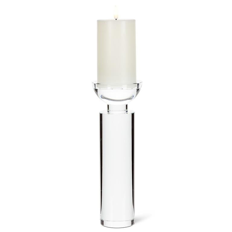 Large Optical Glass Column Pillar Holder – K9 Crystal Candle Stand (11")
