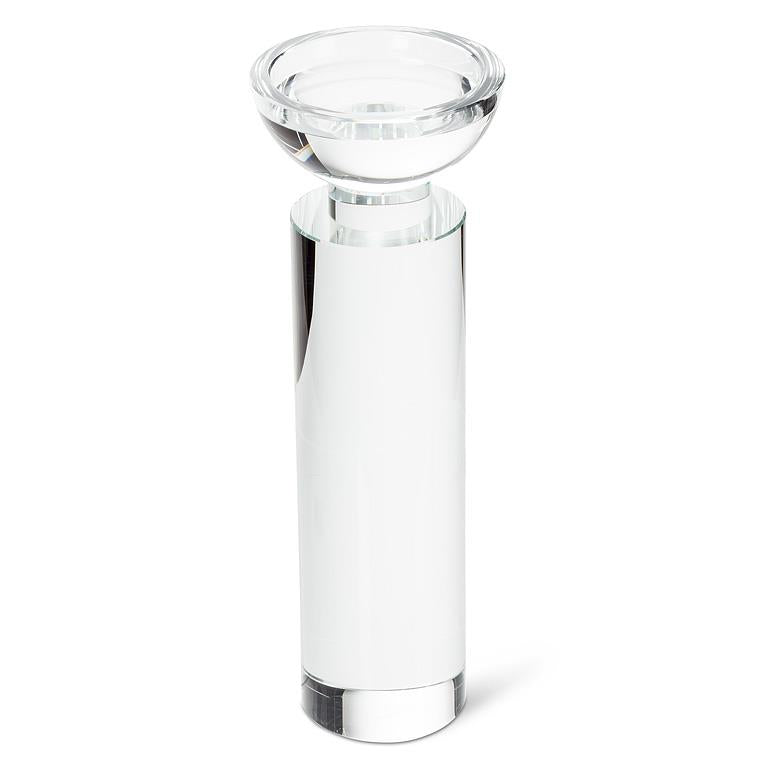 Large Optical Glass Column Pillar Holder – K9 Crystal Candle Stand (11")