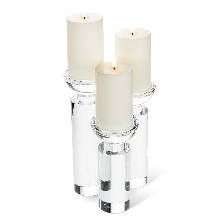 Large Optical Glass Column Pillar Holder – K9 Crystal Candle Stand (11")