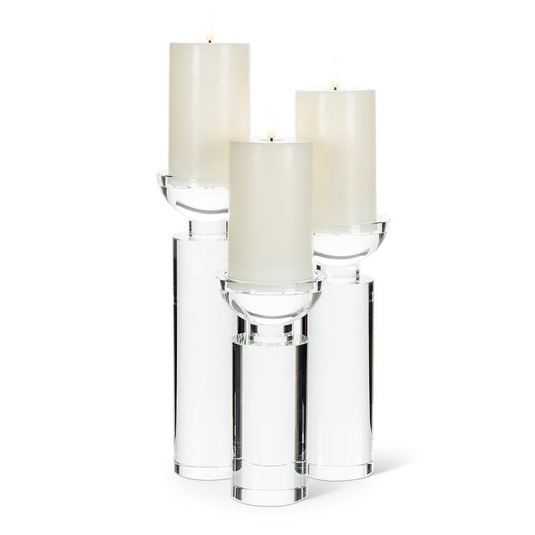 Large Optical Glass Column Pillar Holder – K9 Crystal Candle Stand (11")