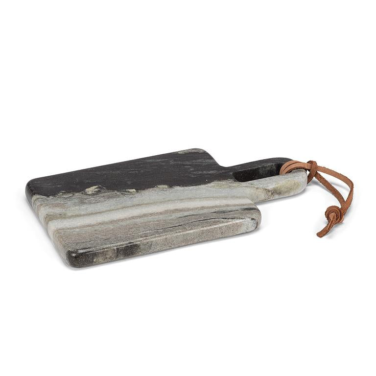 Black Marble Serving Board with Leather Loop (9.75"L)