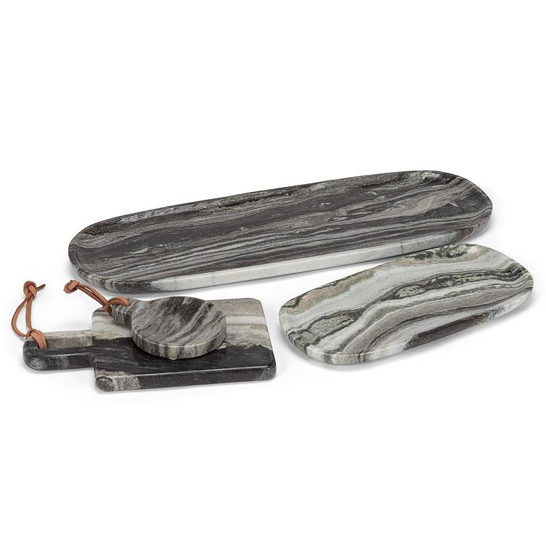 Small Black Marble Oblong Serving/Dessert Tray (11.5"L)