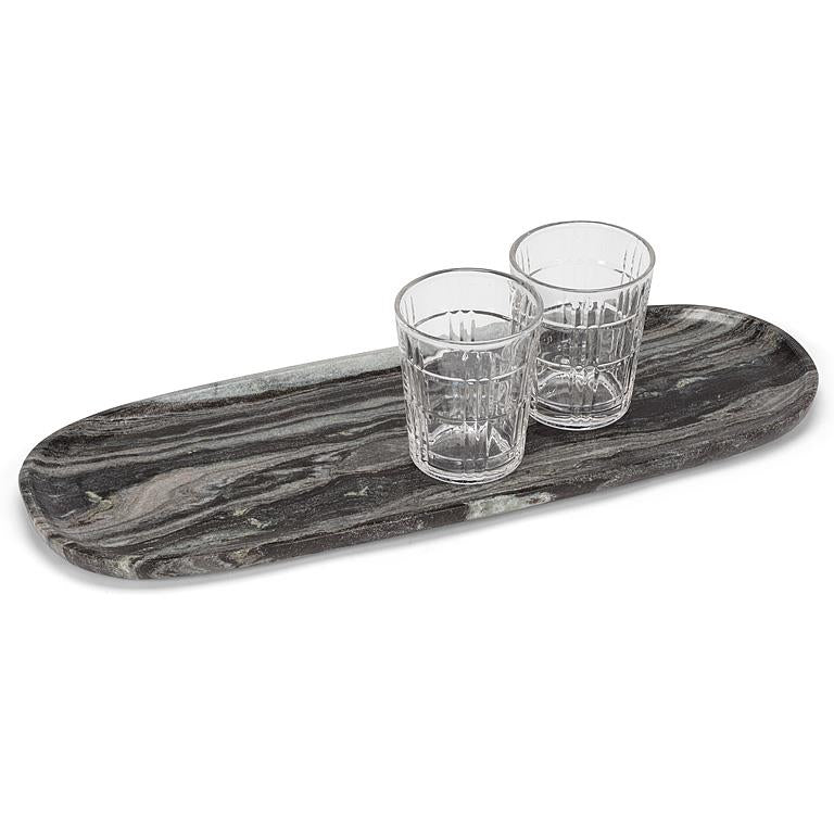 Black Marble Oblong Serving Tray (19.5"L)