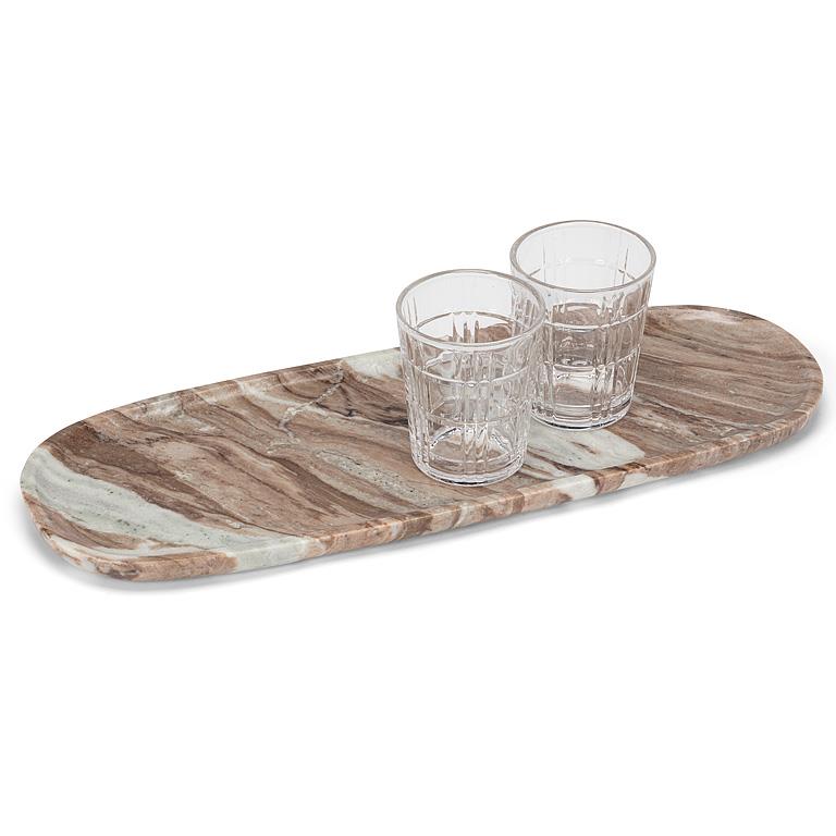 Brown Marble Oblong Serving Tray (19.5"L)