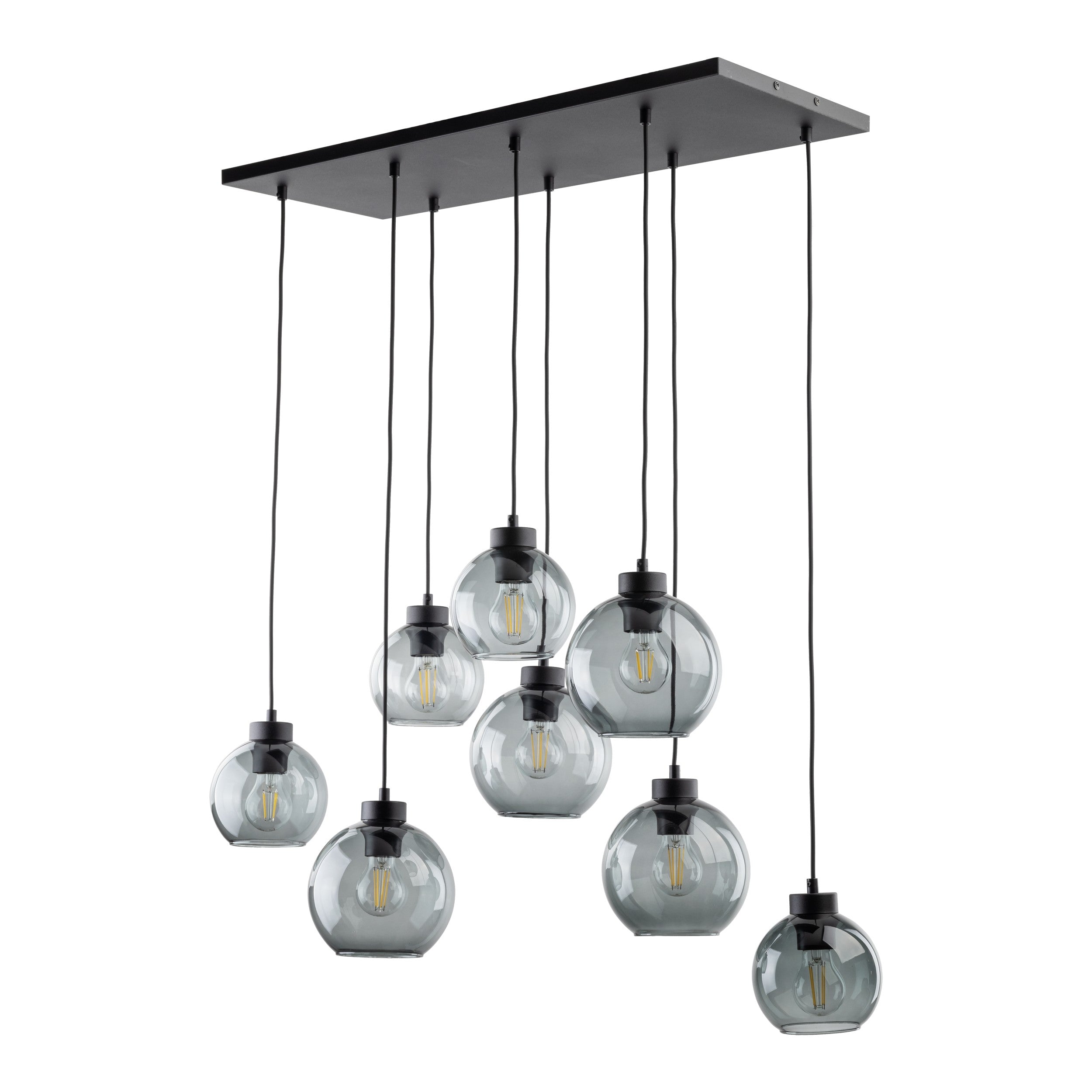 CUBUS Graphite Glass Scandinavian Pendant Light Fixture for Kitchen Island, Dining Room & Living Room (8-Light)
