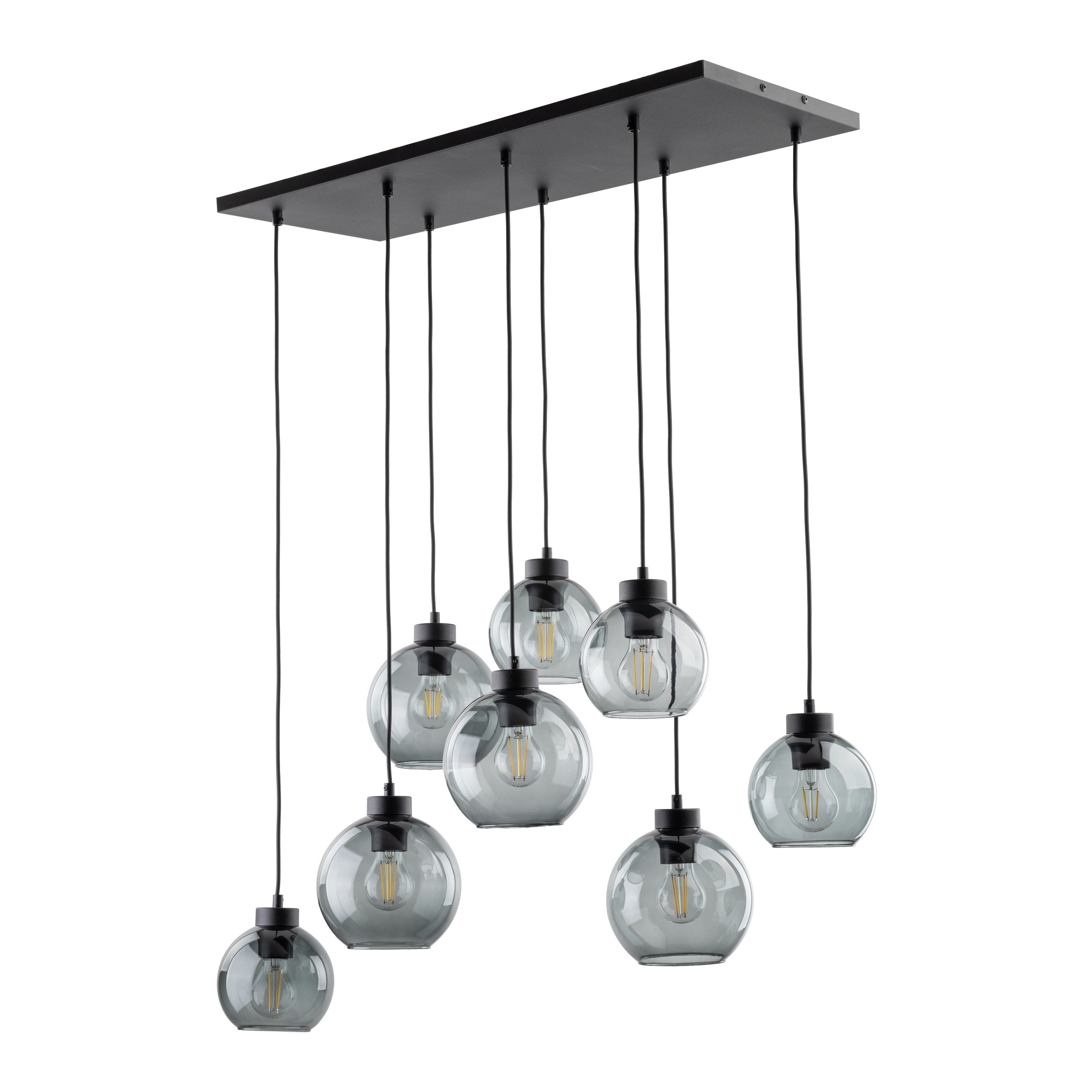CUBUS Graphite Glass Scandinavian Pendant Light Fixture for Kitchen Island, Dining Room & Living Room (8-Light)