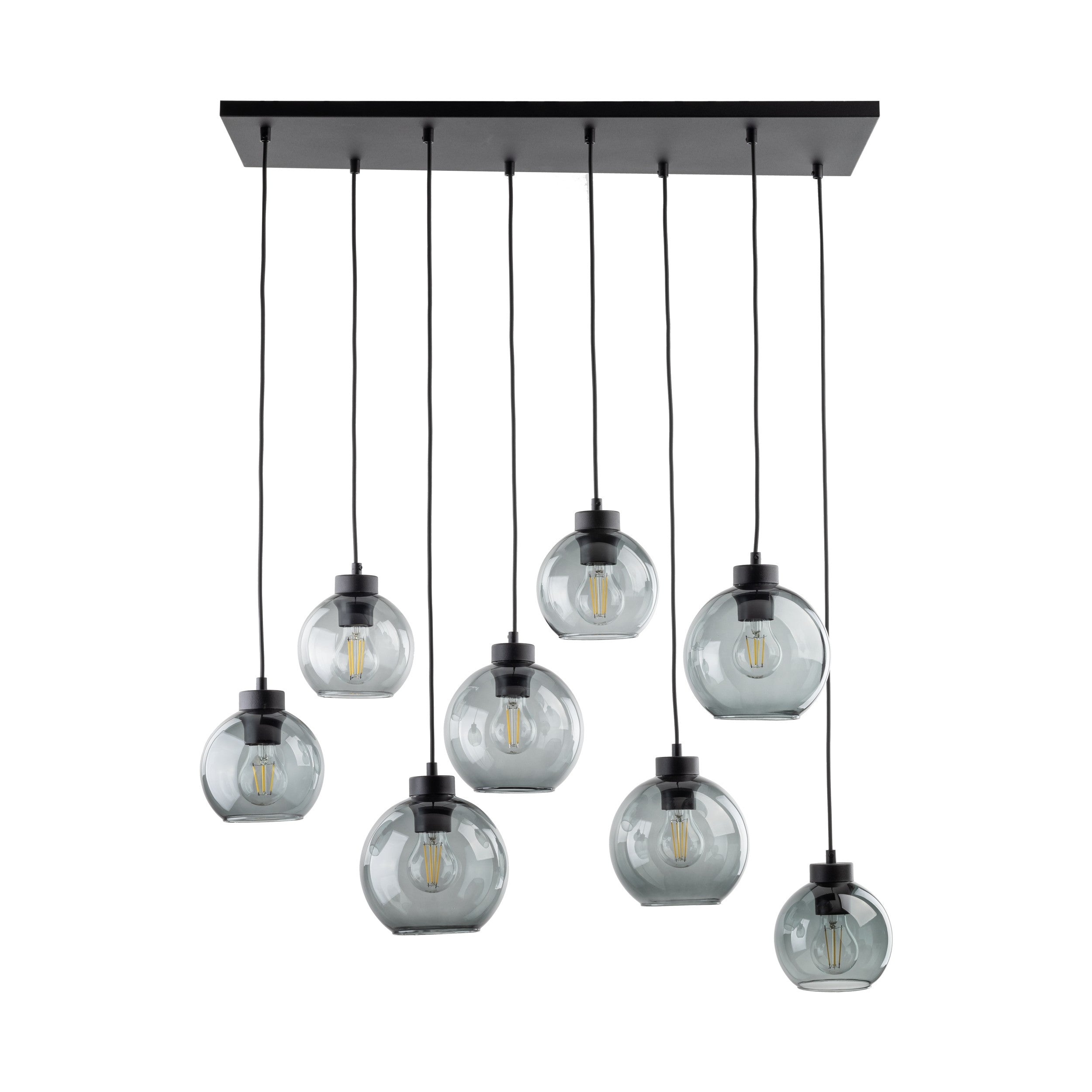 CUBUS Graphite Glass Scandinavian Pendant Light Fixture for Kitchen Island, Dining Room & Living Room (8-Light)