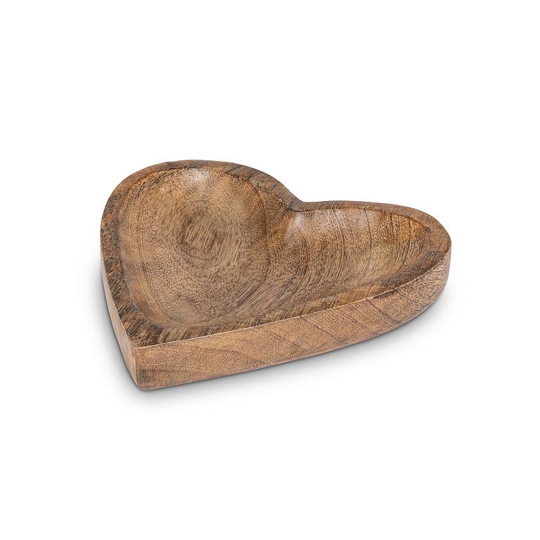 Small Mangowood Heart Plate - Set of 4