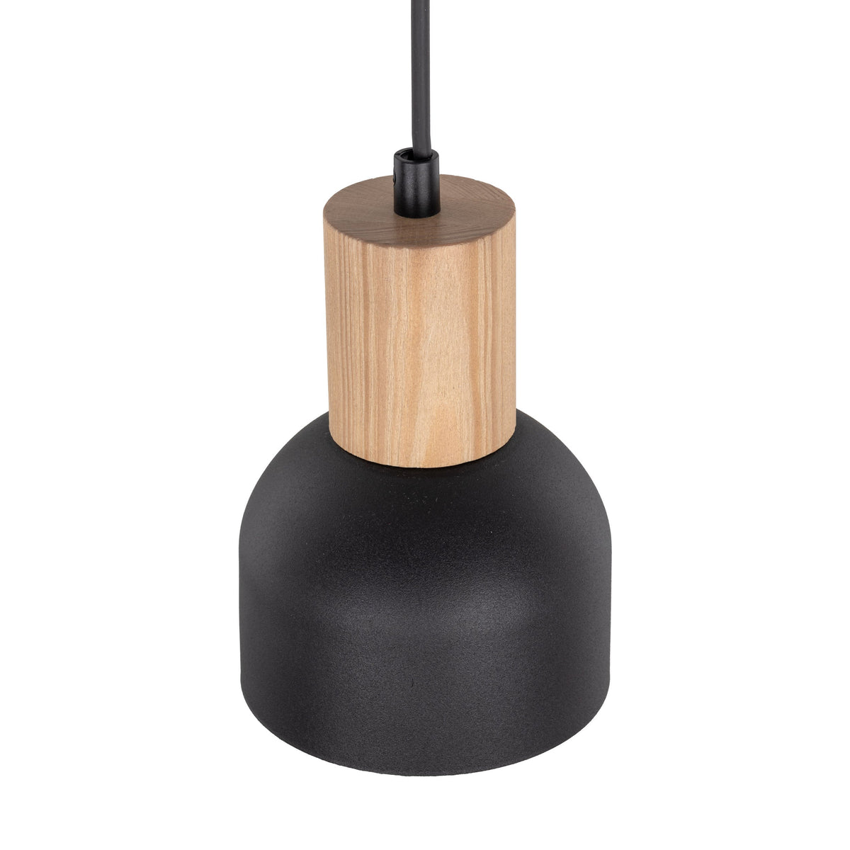 CAIRO Black & Wood Mini Dome Pendant Light for Kitchen Island & Counter