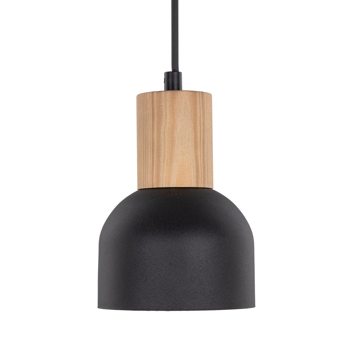 CAIRO Black & Wood Mini Dome Pendant Light for Kitchen Island & Counter