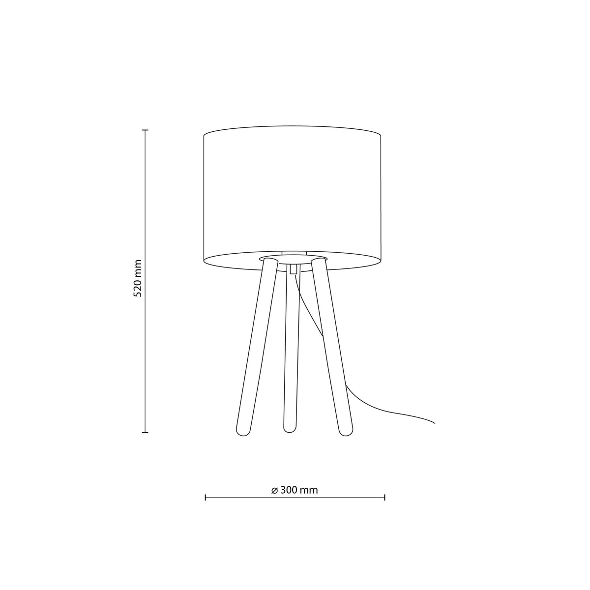 TOKYO Wood Tripod Table Lamp for Bedroom & Nightstand