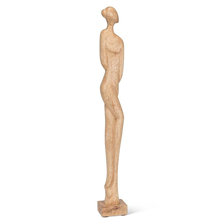 Slim Posing Figure Sculpture – Handcrafted Mangowood Art Décor (31")